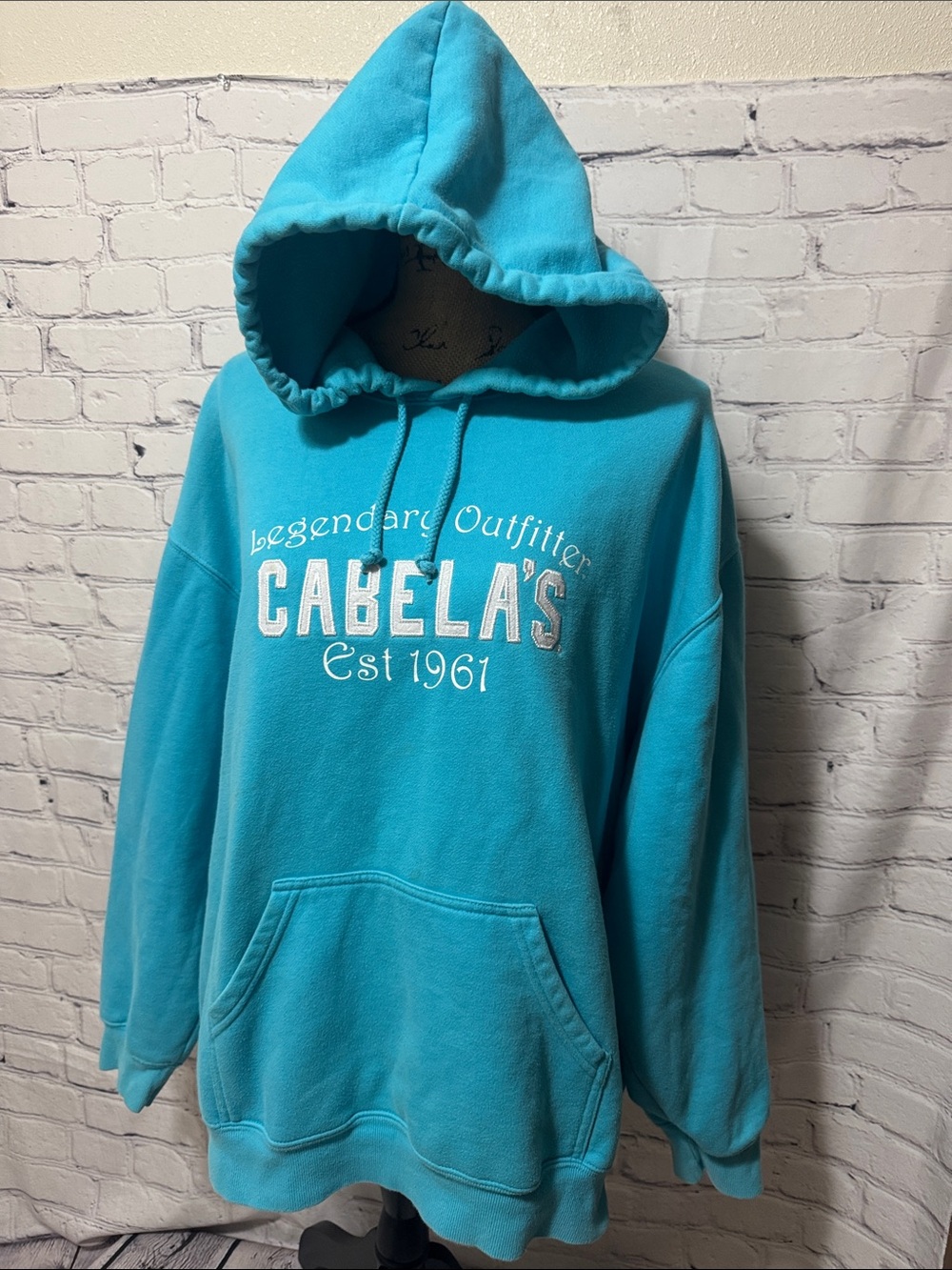 VTG Cabela's Turquoise Hoodie Sweatshirt - kangaroo pocket Pullover